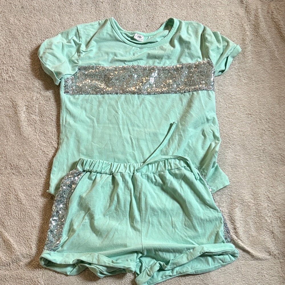 Mint Green Sequin Lounge Set
